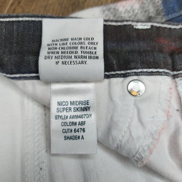 HUDSON Junior Women 24 “Nico” Mid-Rise Super Skinny Jegging Jeans Red White Blue - Picture 9 of 16